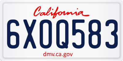 CA license plate 6XOQ583