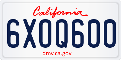 CA license plate 6XOQ600