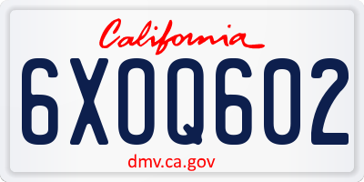 CA license plate 6XOQ602
