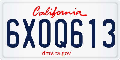 CA license plate 6XOQ613