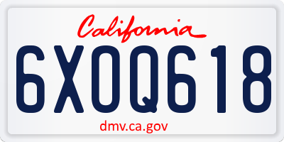 CA license plate 6XOQ618