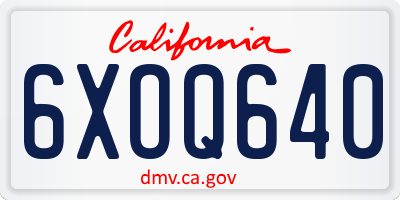 CA license plate 6XOQ640