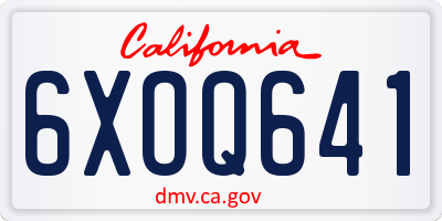 CA license plate 6XOQ641