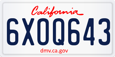 CA license plate 6XOQ643