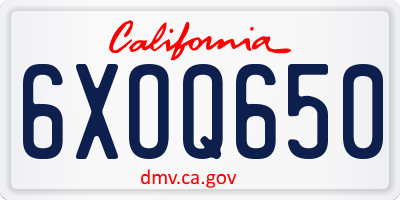 CA license plate 6XOQ650