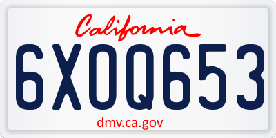 CA license plate 6XOQ653
