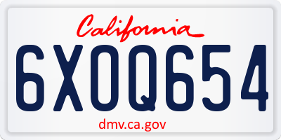 CA license plate 6XOQ654