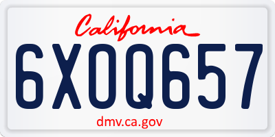 CA license plate 6XOQ657