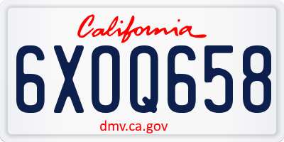 CA license plate 6XOQ658