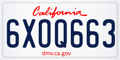 CA license plate 6XOQ663