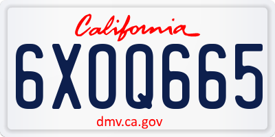 CA license plate 6XOQ665
