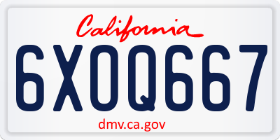 CA license plate 6XOQ667