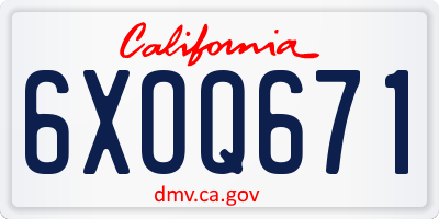 CA license plate 6XOQ671