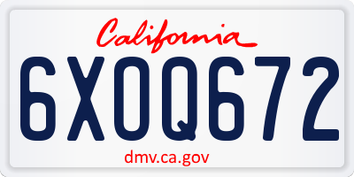 CA license plate 6XOQ672