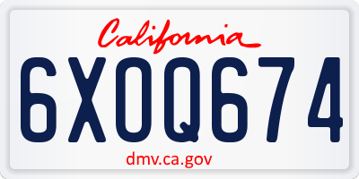 CA license plate 6XOQ674