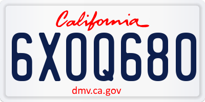 CA license plate 6XOQ680