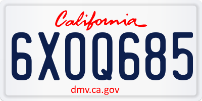 CA license plate 6XOQ685