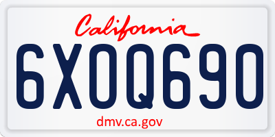 CA license plate 6XOQ690
