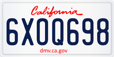 CA license plate 6XOQ698