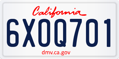 CA license plate 6XOQ701