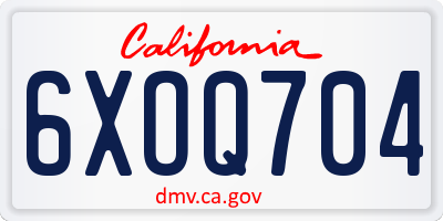 CA license plate 6XOQ704