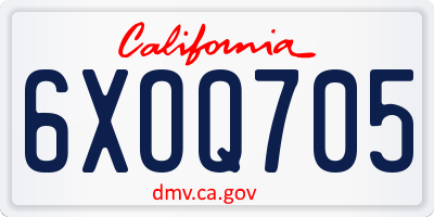 CA license plate 6XOQ705