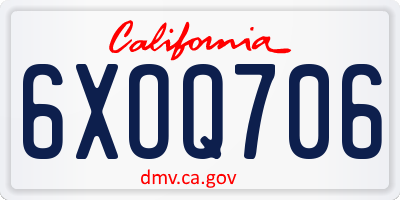 CA license plate 6XOQ706