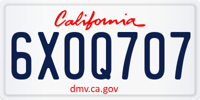 CA license plate 6XOQ707