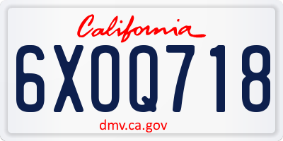CA license plate 6XOQ718
