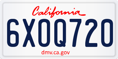 CA license plate 6XOQ720