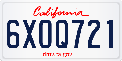 CA license plate 6XOQ721