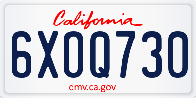 CA license plate 6XOQ730