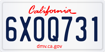 CA license plate 6XOQ731