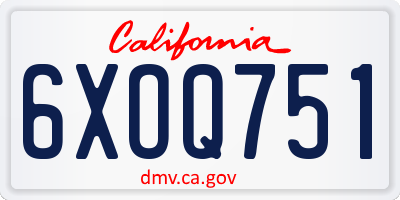 CA license plate 6XOQ751