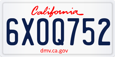 CA license plate 6XOQ752