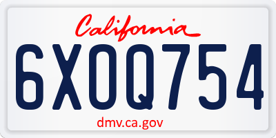 CA license plate 6XOQ754