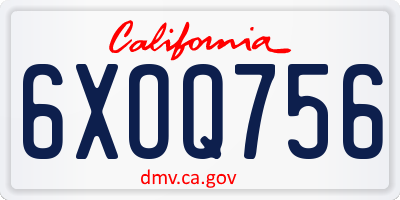 CA license plate 6XOQ756