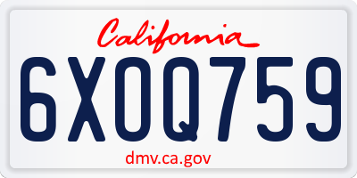 CA license plate 6XOQ759