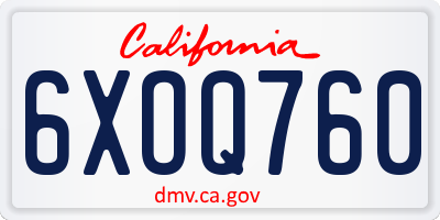 CA license plate 6XOQ760