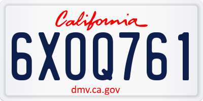 CA license plate 6XOQ761