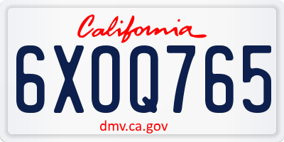 CA license plate 6XOQ765