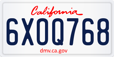 CA license plate 6XOQ768