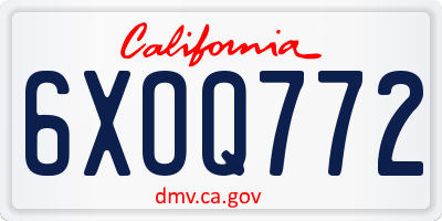 CA license plate 6XOQ772