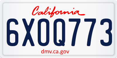 CA license plate 6XOQ773