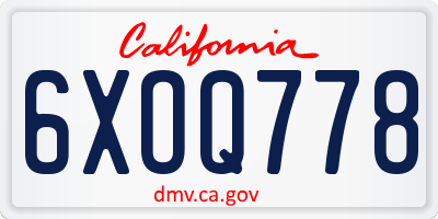 CA license plate 6XOQ778