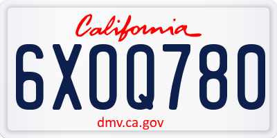 CA license plate 6XOQ780
