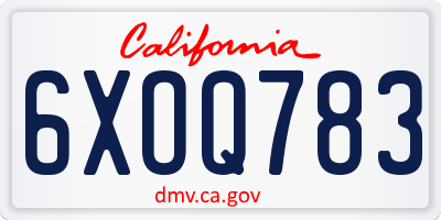 CA license plate 6XOQ783