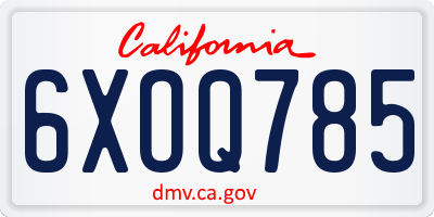 CA license plate 6XOQ785