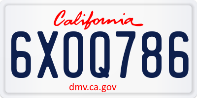 CA license plate 6XOQ786