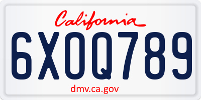 CA license plate 6XOQ789